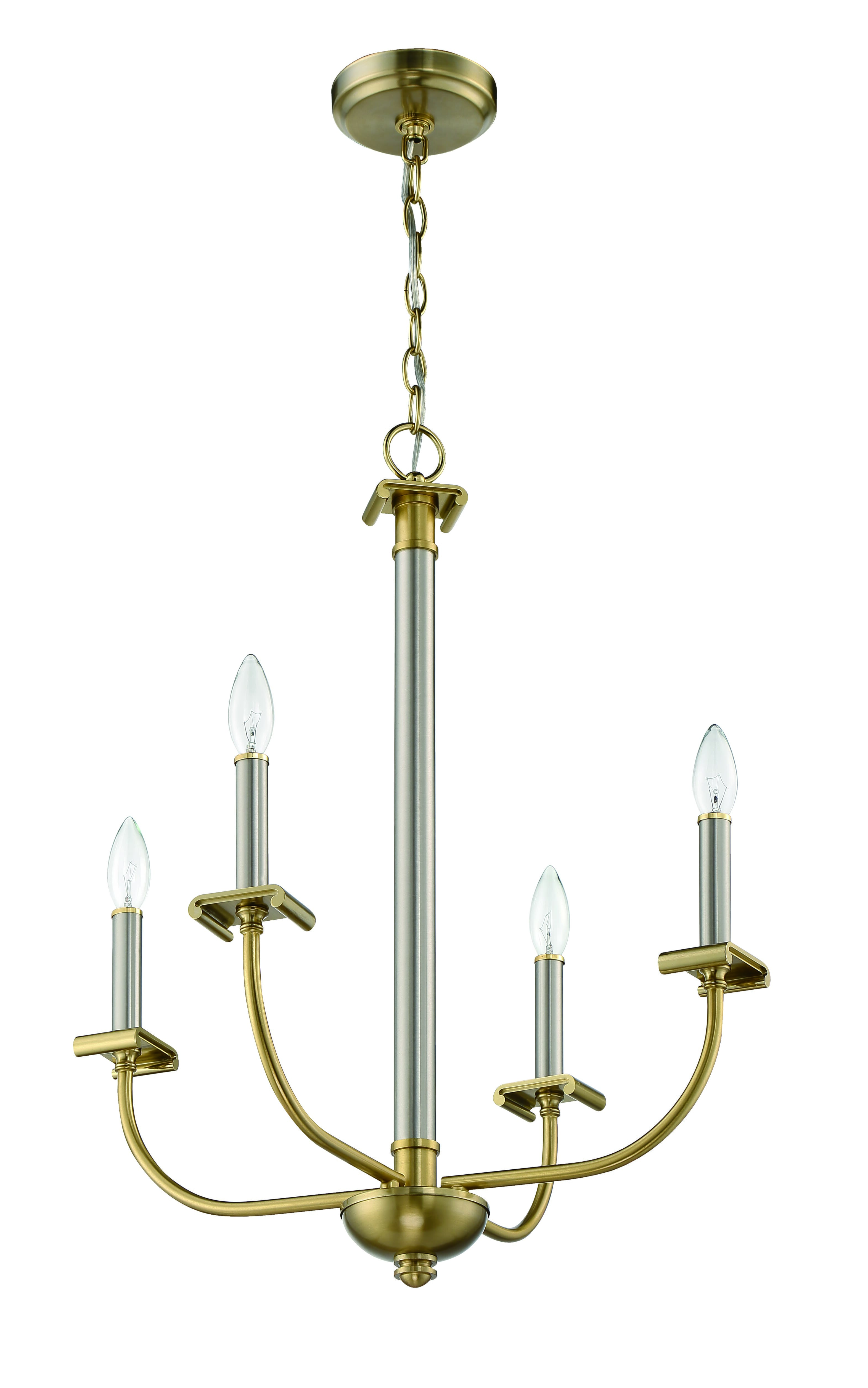 Craftmade Stanza 4-Light Chandelier in Brushed Polished Nickel with Satin Brass