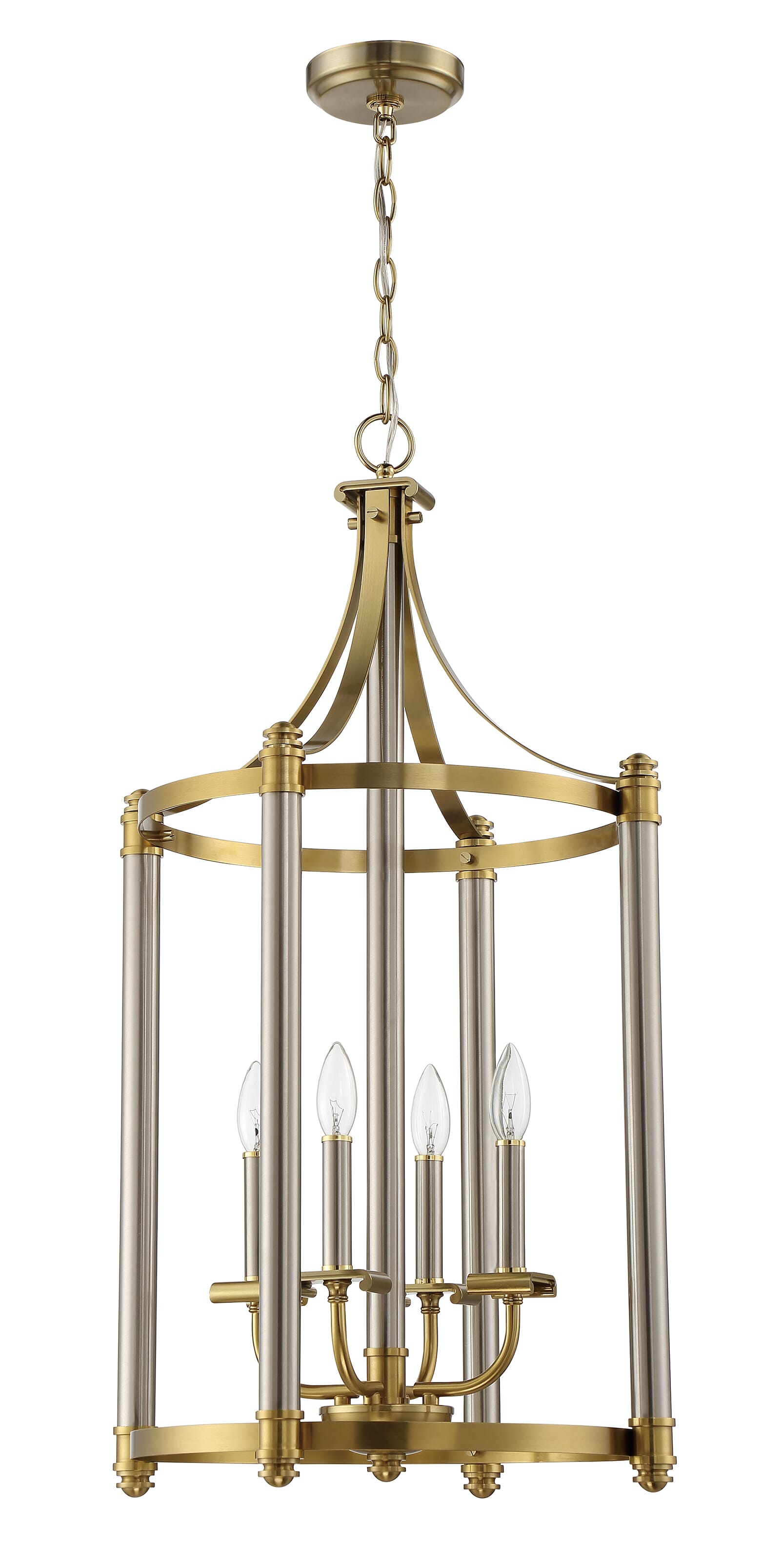 Stanza 4-Light Foyer Light in Brushed Polished Nickel with Satin Brass