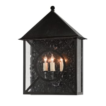 Currey & Company 3-Light 20" Ripley Large Outdoor Wall Sconce in Midnight