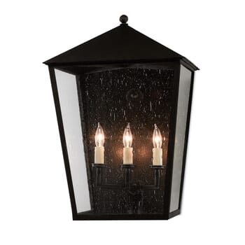 Currey & Company 3-Light 22" Bening Large Outdoor Wall Sconce in Midnight