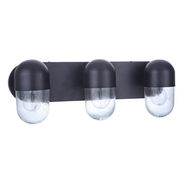Craftmade Pill 3-Light Bathroom Vanity Light in Flat Black Craftmade Pill 3-Light Bathroom Vanity Light in Flat Black