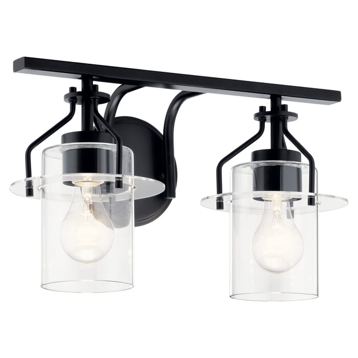 Kichler Lighting Everett 2-Light 16" Bathroom Vanity Light in Black Kichler Lighting Everett 2-Light 16" Bathroom Vanity Light in Black