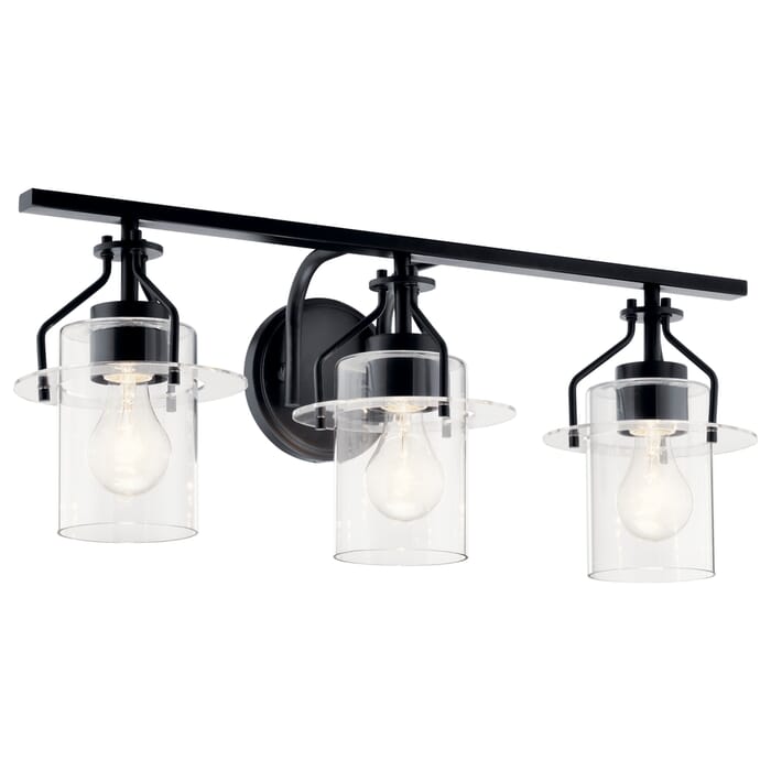 Kichler Lighting Everett 3-Light 24" Bathroom Vanity Light in Black Kichler Lighting Everett 3-Light 24" Bathroom Vanity Light in Black