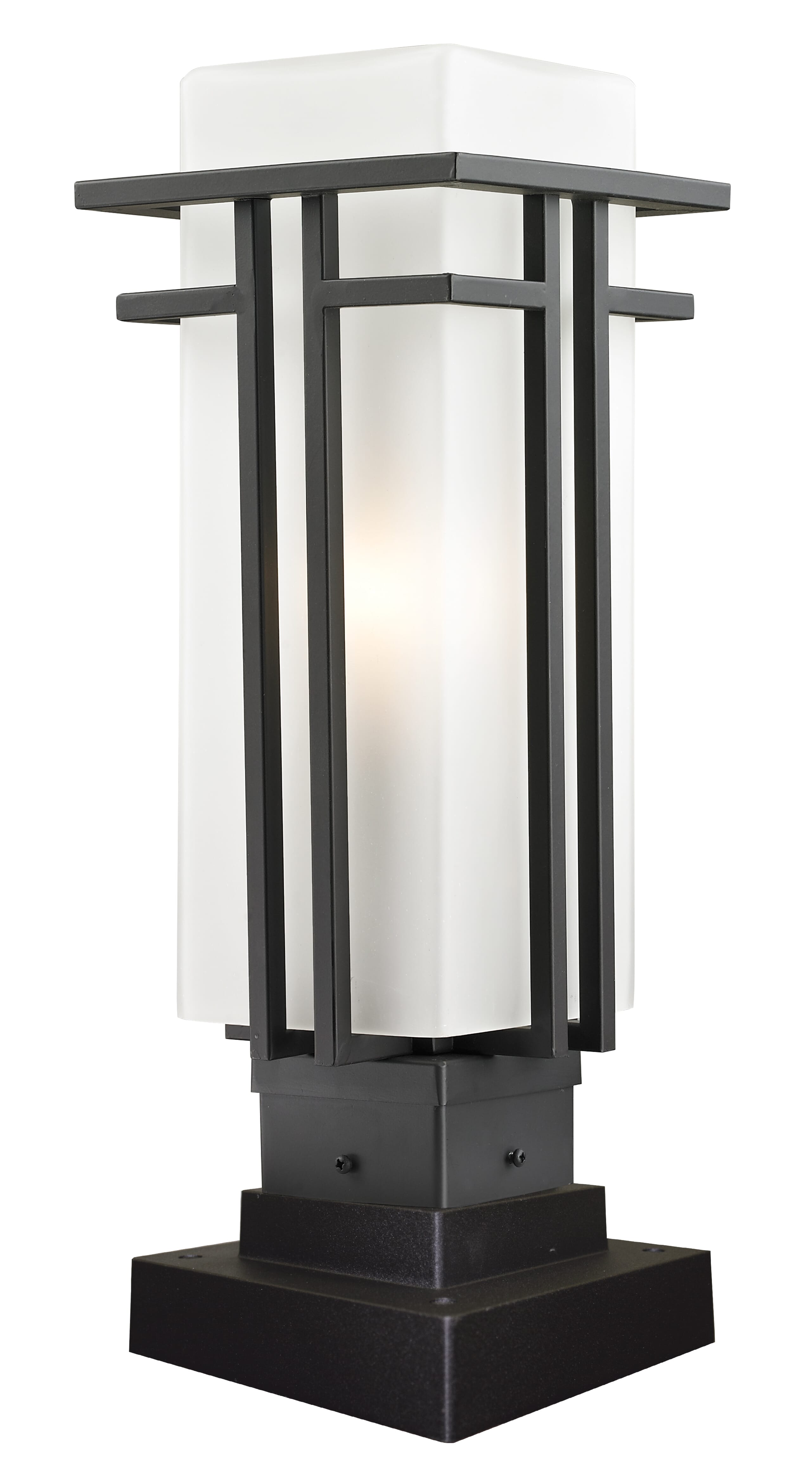 Z-Lite Abbey 1-Light Outdoor Pier Mounted Fixture Light In Outdoor Rubbed Bronze