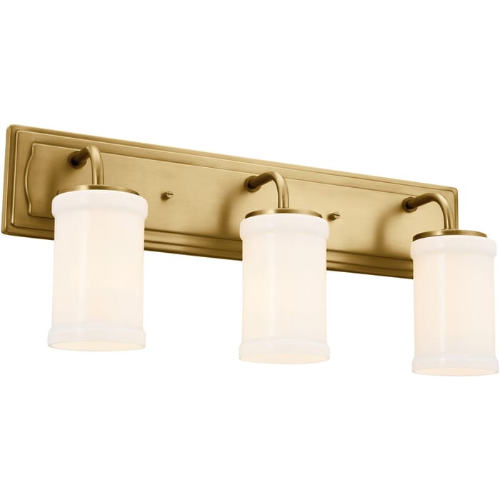 Kichler Lighting Vetivene 3-Light Bathroom Vanity Light in Natural Brass Kichler Lighting Vetivene 3-Light Bathroom Vanity Light in Natural Brass