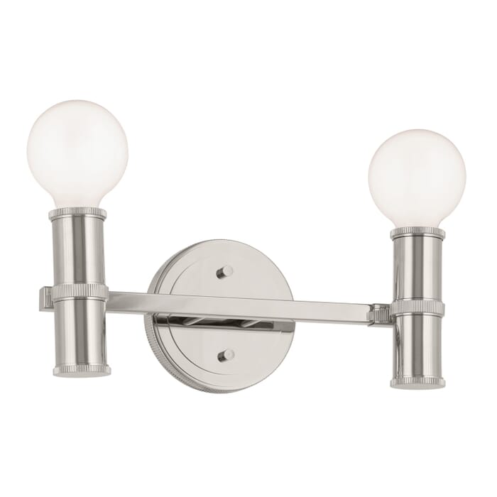 Torche 2-Light Bathroom Vanity Light in Polished Nickel Torche 2-Light Bathroom Vanity Light in Polished Nickel