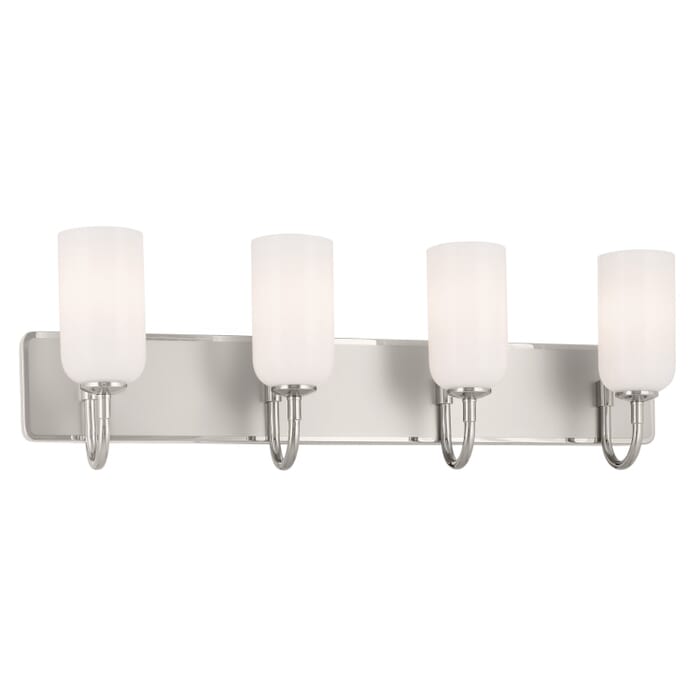 Solia 4-Light Bathroom Vanity Light in Polished Nickel Solia 4-Light Bathroom Vanity Light in Polished Nickel