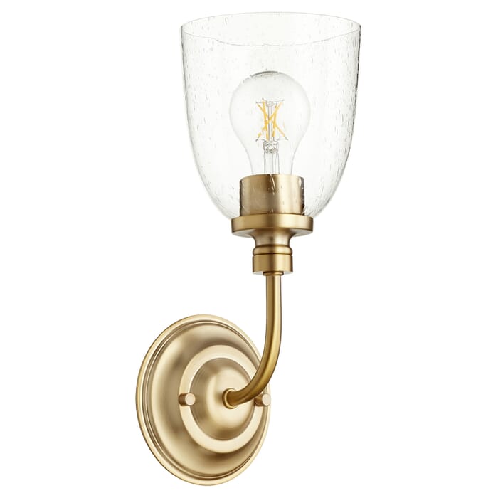 Quorum Rossington 13" Wall Sconce in Aged Brass with Quorum Rossington 13" Wall Sconce in Aged Brass with