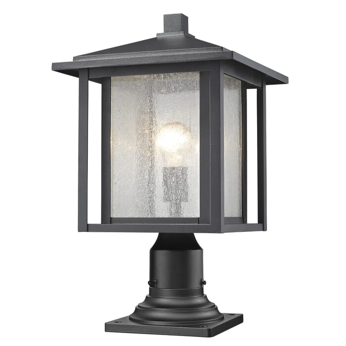 Z-Lite Aspen 1-Light Outdoor Pier Mounted Fixture Light In Black Z-Lite Aspen 1-Light Outdoor Pier Mounted Fixture Light In Black