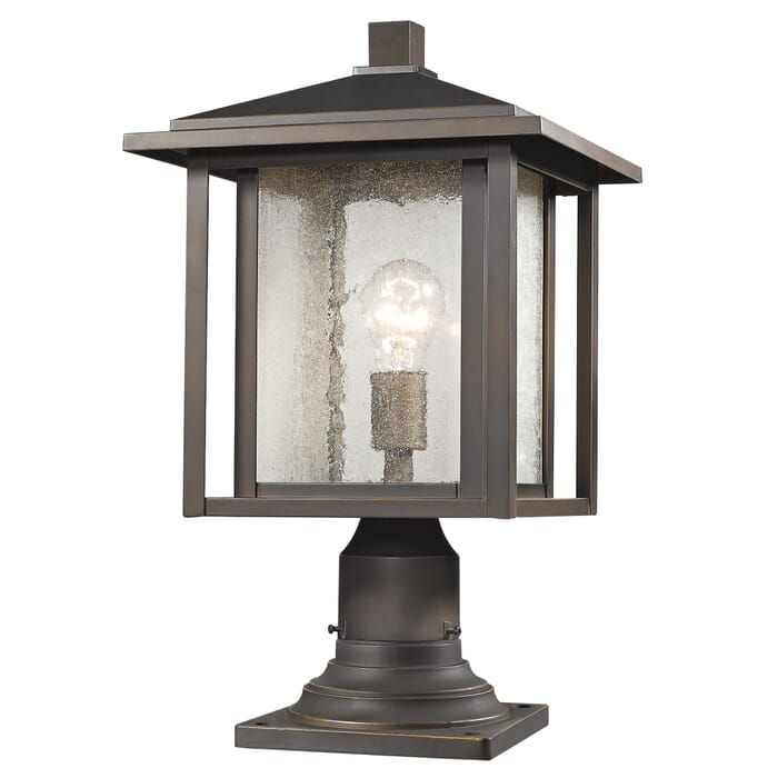 Z-Lite Aspen 1-Light Outdoor Pier Mounted Fixture Light In Oil Rubbed Bronze Z-Lite Aspen 1-Light Outdoor Pier Mounted Fixture Light In Oil Rubbed Bronze