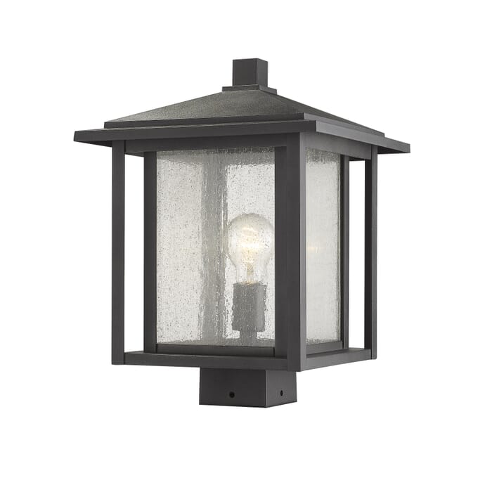 Z-Lite Aspen 1-Light Outdoor Post Mount Fixture Light In Black Z-Lite Aspen 1-Light Outdoor Post Mount Fixture Light In Black