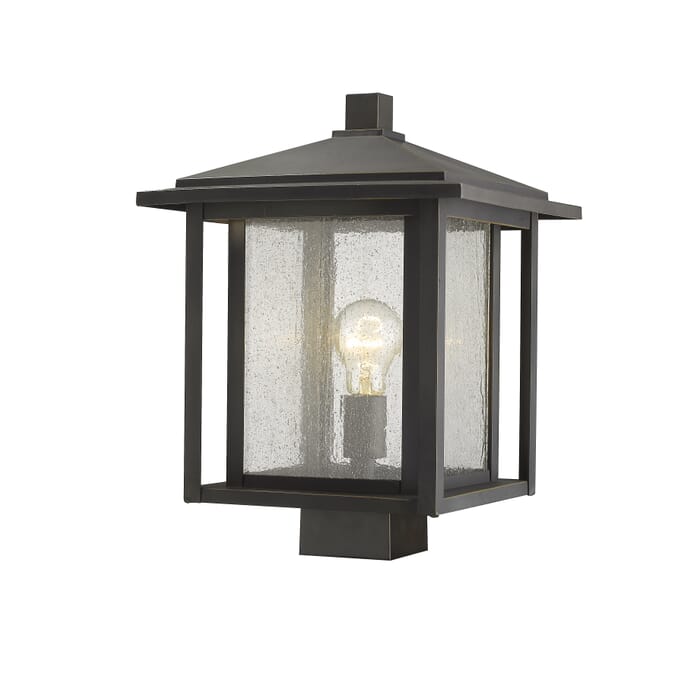 Z-Lite Aspen 1-Light Outdoor Post Mount Fixture Light In Oil Rubbed Bronze Z-Lite Aspen 1-Light Outdoor Post Mount Fixture Light In Oil Rubbed Bronze