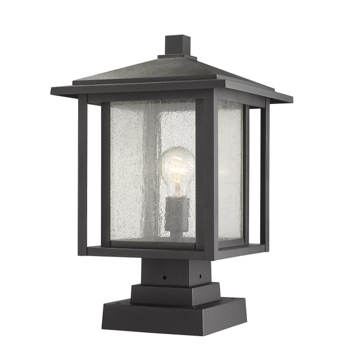 Z-Lite Aspen 1-Light Outdoor Pier Mounted Fixture Light In Black Z-Lite Aspen 1-Light Outdoor Pier Mounted Fixture Light In Black