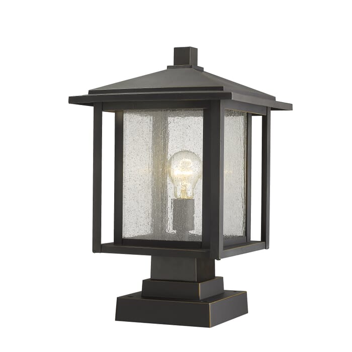 Z-Lite Aspen 1-Light Outdoor Pier Mounted Fixture Light In Oil Rubbed Bronze Z-Lite Aspen 1-Light Outdoor Pier Mounted Fixture Light In Oil Rubbed Bronze
