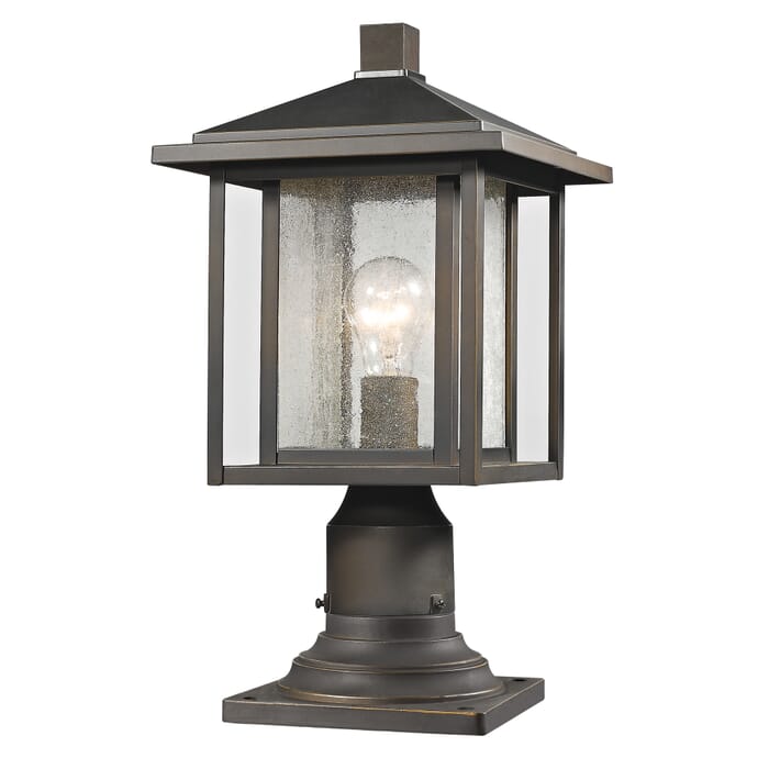 Z-Lite Aspen 1-Light Outdoor Pier Mounted Fixture Light In Oil Rubbed Bronze Z-Lite Aspen 1-Light Outdoor Pier Mounted Fixture Light In Oil Rubbed Bronze