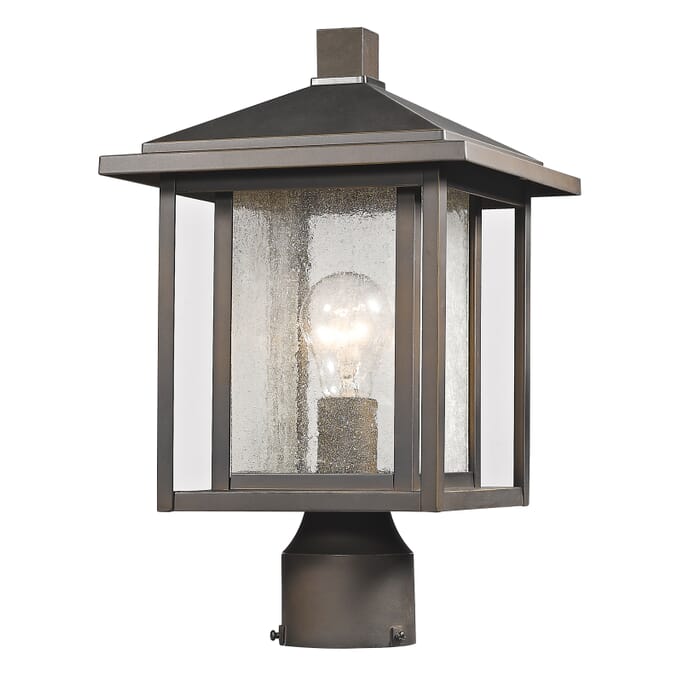 Z-Lite Aspen 1-Light Outdoor Post Mount Fixture Light In Oil Rubbed Bronze Z-Lite Aspen 1-Light Outdoor Post Mount Fixture Light In Oil Rubbed Bronze