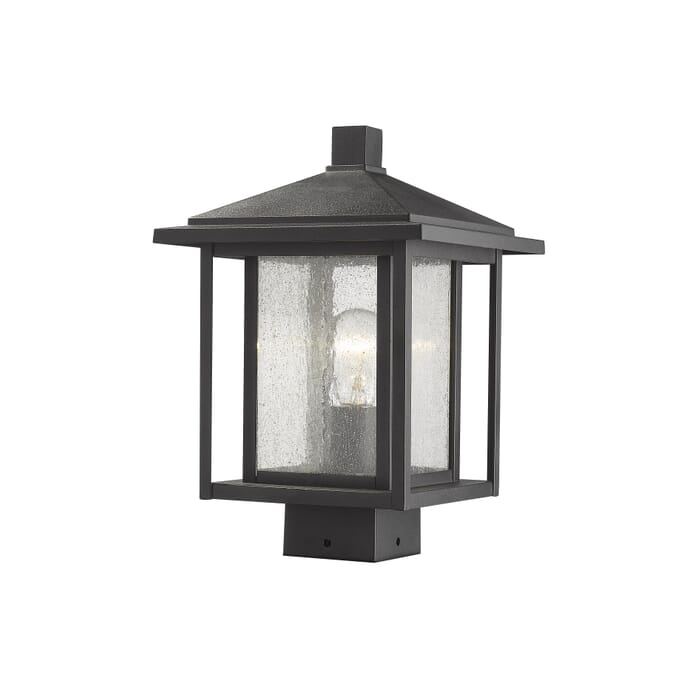 Z-Lite Aspen 1-Light Outdoor Post Mount Fixture Light In Black Z-Lite Aspen 1-Light Outdoor Post Mount Fixture Light In Black