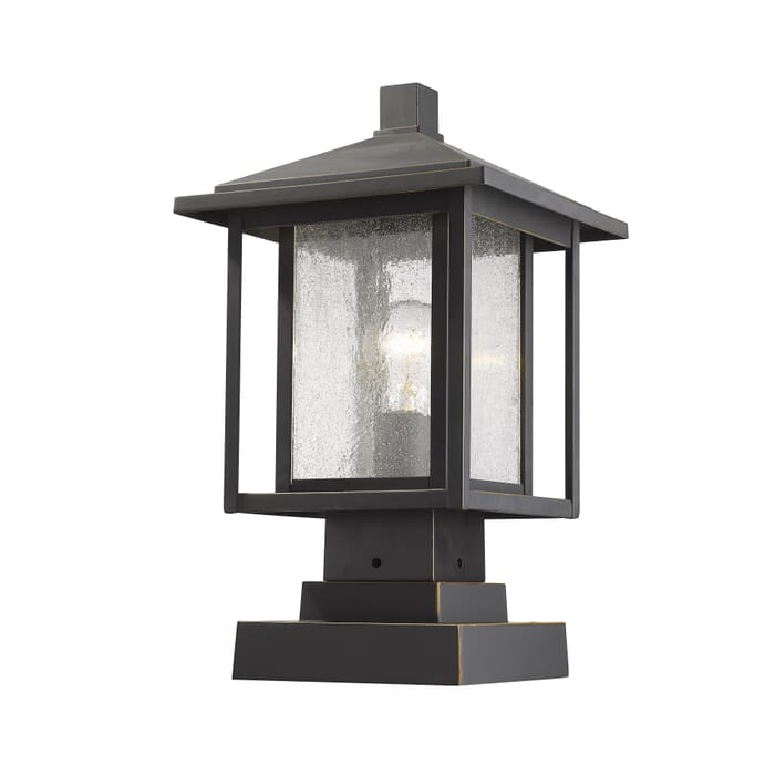 Z-Lite Aspen 1-Light Outdoor Pier Mounted Fixture Light In Oil Rubbed Bronze Z-Lite Aspen 1-Light Outdoor Pier Mounted Fixture Light In Oil Rubbed Bronze