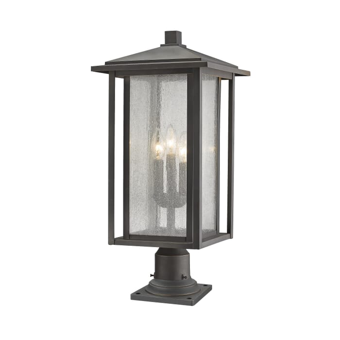 Z-Lite Aspen 3-Light Outdoor Pier Mounted Fixture Light In Oil Rubbed Bronze Z-Lite Aspen 3-Light Outdoor Pier Mounted Fixture Light In Oil Rubbed Bronze