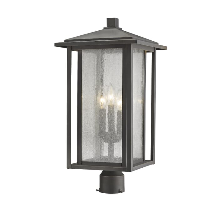 Z-Lite Aspen 3-Light Outdoor Post Mount Fixture Light In Oil Rubbed Bronze Z-Lite Aspen 3-Light Outdoor Post Mount Fixture Light In Oil Rubbed Bronze