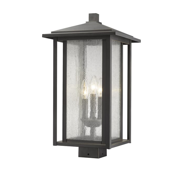 Z-Lite Aspen 3-Light Outdoor Post Mount Fixture Light In Oil Rubbed Bronze Z-Lite Aspen 3-Light Outdoor Post Mount Fixture Light In Oil Rubbed Bronze