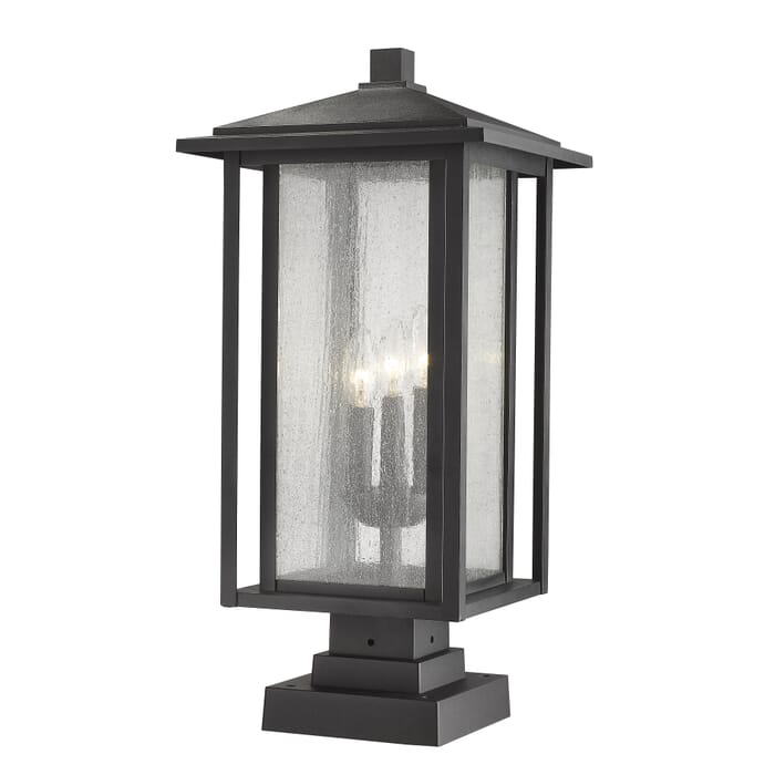Z-Lite Aspen 3-Light Outdoor Pier Mounted Fixture Light In Black Z-Lite Aspen 3-Light Outdoor Pier Mounted Fixture Light In Black