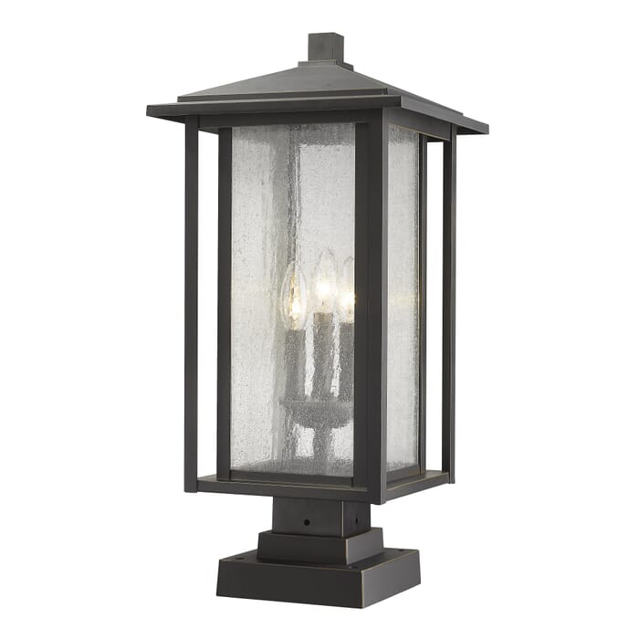 Z-Lite Aspen 3-Light Outdoor Pier Mounted Fixture Light In Oil Rubbed Bronze Z-Lite Aspen 3-Light Outdoor Pier Mounted Fixture Light In Oil Rubbed Bronze