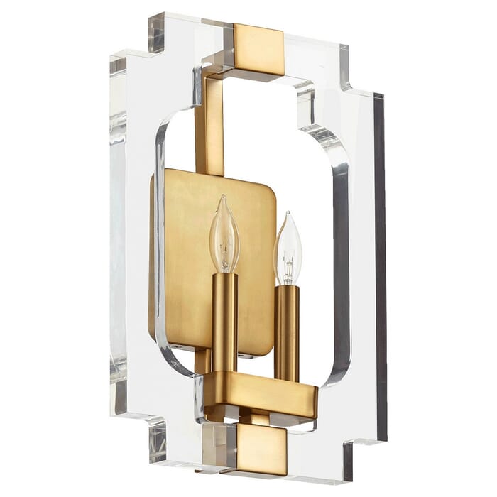 Quorum Broadway 2-Light 15" Wall Sconce in Aged Brass Quorum Broadway 2-Light 15" Wall Sconce in Aged Brass