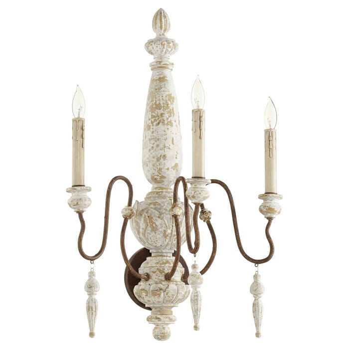 Quorum La Maison 3-Light 26" Wall Sconce in Manchester Grey with Rust Accents Quorum La Maison 3-Light 26" Wall Sconce in Manchester Grey with Rust Accents
