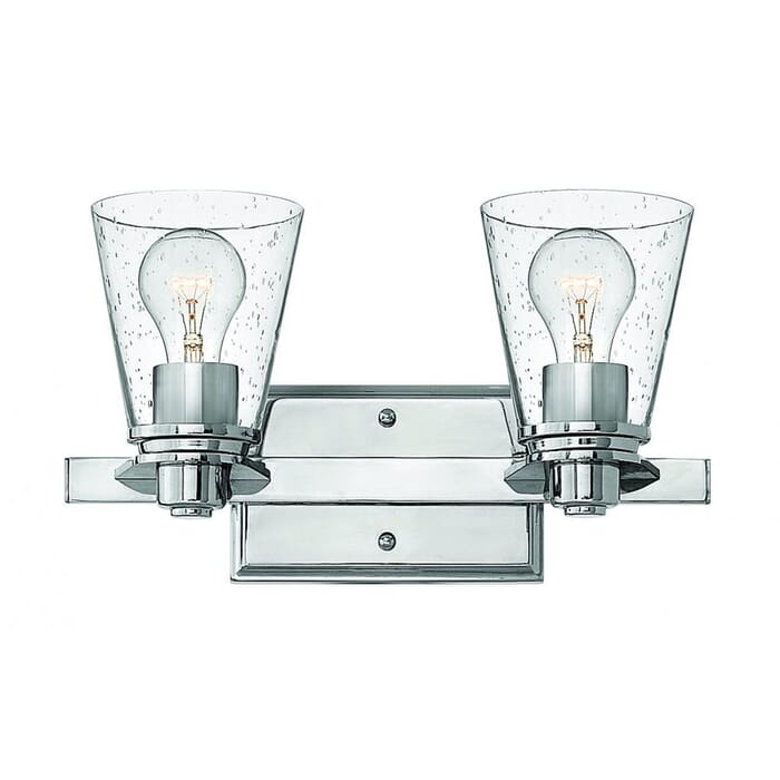Hinkley Avon 2-Light Bathroom Vanity Light in Chrome with Clear Glass Hinkley Avon 2-Light Bathroom Vanity Light in Chrome with Clear Glass
