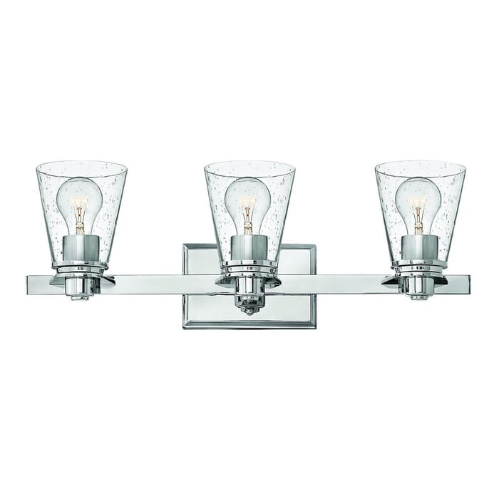 Hinkley Avon 3-Light Bathroom Vanity Light in Chrome with Clear Glass Hinkley Avon 3-Light Bathroom Vanity Light in Chrome with Clear Glass