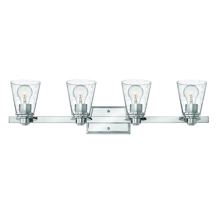 Hinkley Avon 4-Light Bathroom Vanity Light in Chrome with Clear Glass Hinkley Avon 4-Light Bathroom Vanity Light in Chrome with Clear Glass