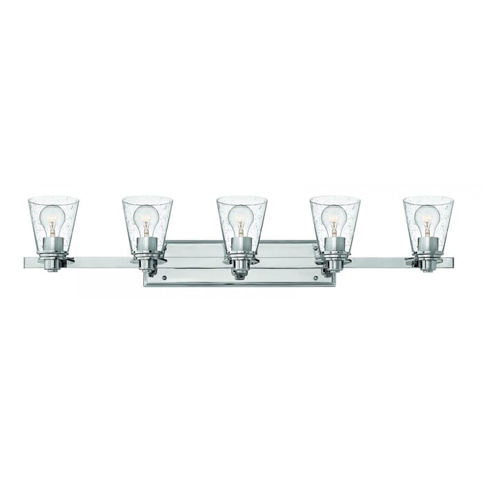 Hinkley Avon 5-Light Bathroom Vanity Light in Chrome with Clear Glass Hinkley Avon 5-Light Bathroom Vanity Light in Chrome with Clear Glass
