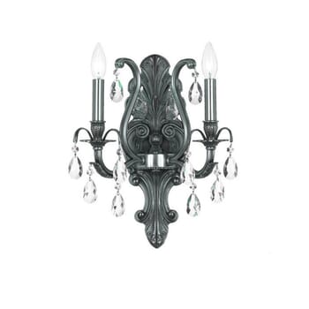 Crystorama Dawson 2-Light 16" Wall Sconce in Pewter with Clear Hand Cut Crystals
