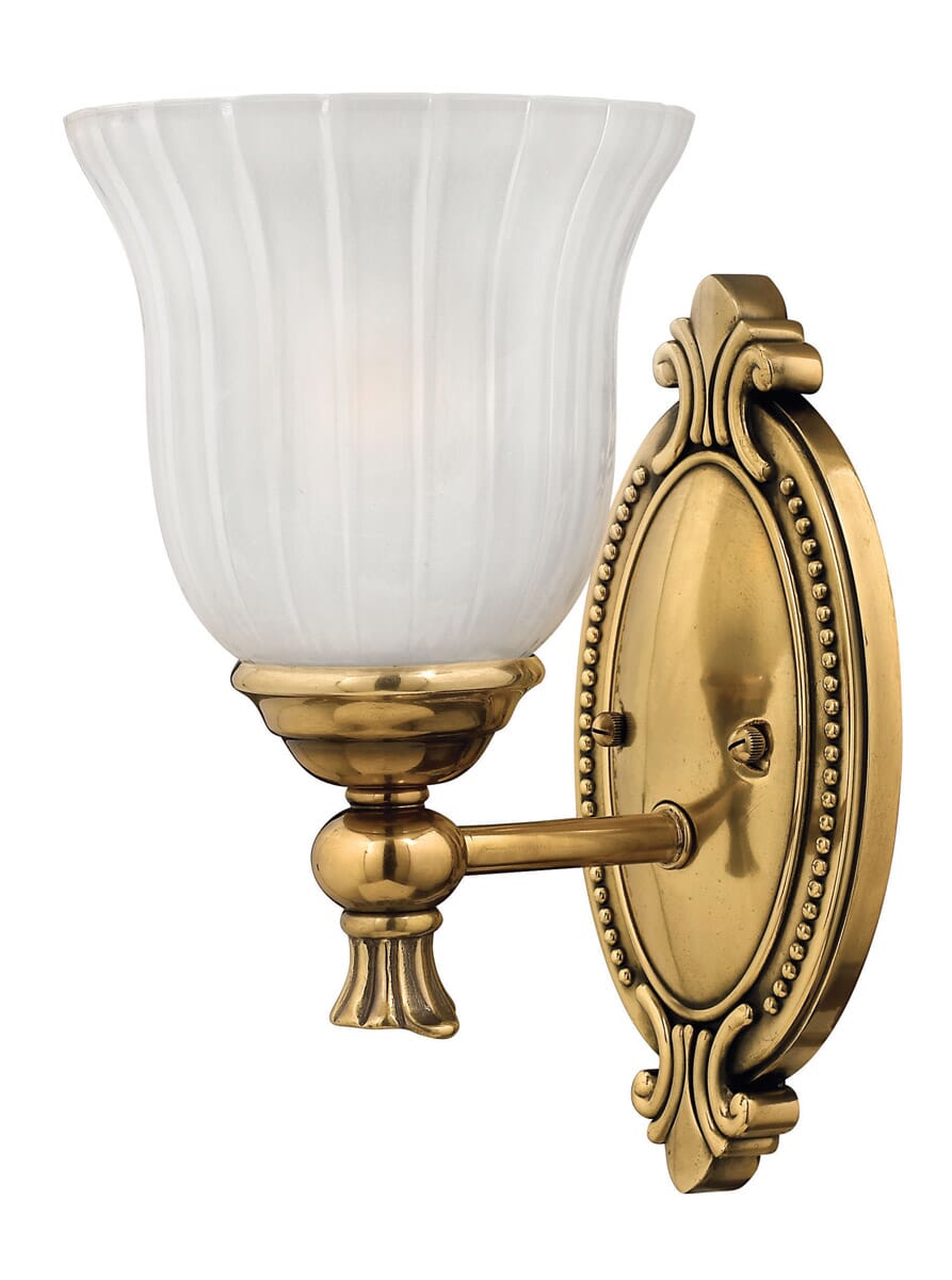 brass wall candle holders on Hinkley Francoise Bathroom Wall Sconce In Burnished Brass Lightsonline Com