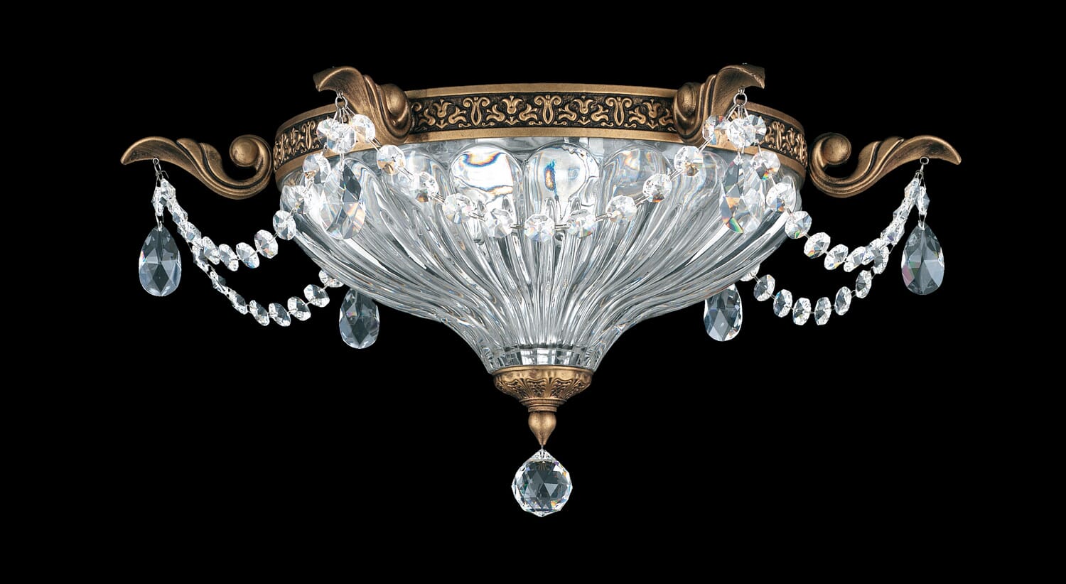 Milano 2-Light Flush Mount Ceiling Light in French Gold