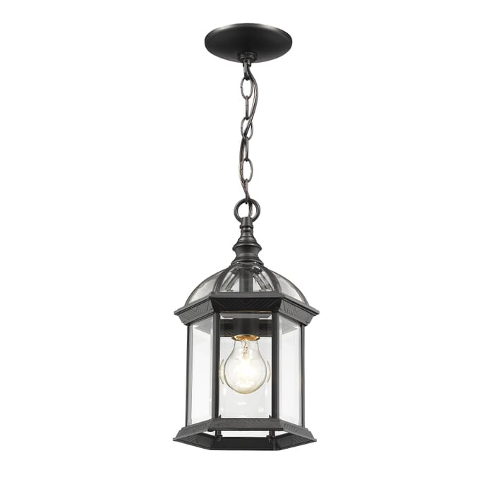 Z-Lite Annex 1-Light Outdoor Chain Mount Ceiling Fixture Light In Black Z-Lite Annex 1-Light Outdoor Chain Mount Ceiling Fixture Light In Black