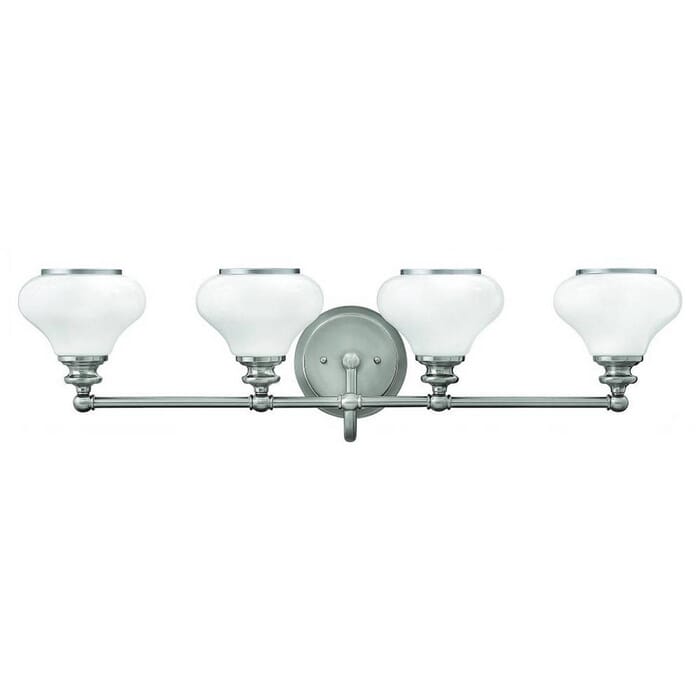 Hinkley Ainsley 4-Light Bathroom Vanity Light in Brushed Nickel Hinkley Ainsley 4-Light Bathroom Vanity Light in Brushed Nickel