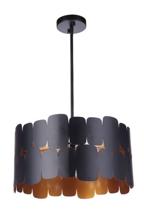 Sabrina 1-Light Convertible Semi Flush in Flat Black with Gold Luster