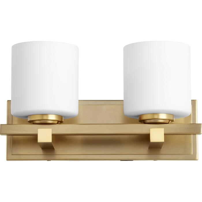 Quorum Transitional 2-Light 8" Wall Sconce in Aged Brass Quorum Transitional 2-Light 8" Wall Sconce in Aged Brass