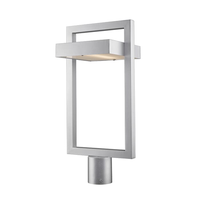 Z-Lite Luttrel 1-Light Outdoor Post Mount Fixture Light In Silver Z-Lite Luttrel 1-Light Outdoor Post Mount Fixture Light In Silver