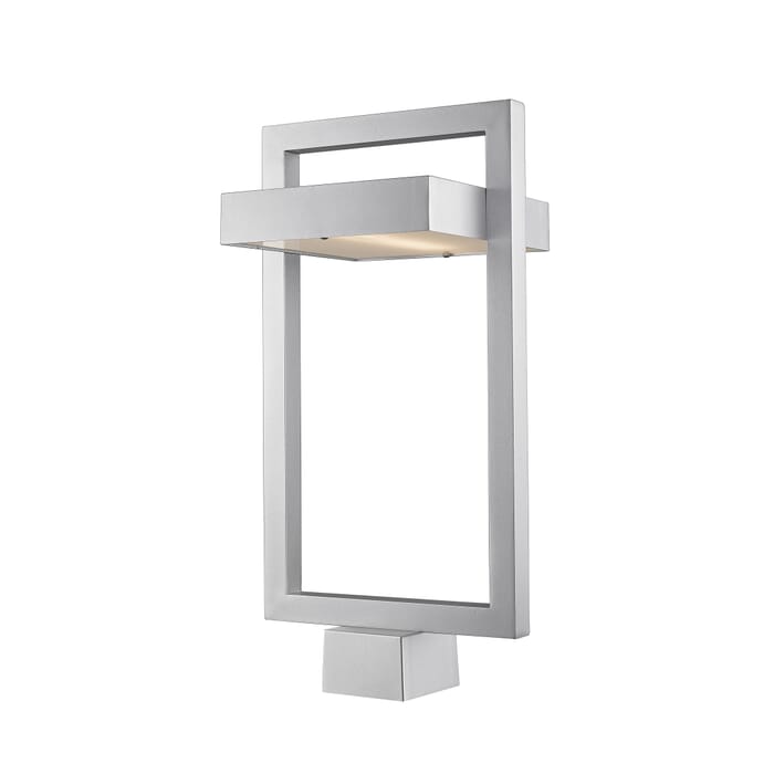 Z-Lite Luttrel 1-Light Outdoor Post Mount Fixture Light In Silver Z-Lite Luttrel 1-Light Outdoor Post Mount Fixture Light In Silver