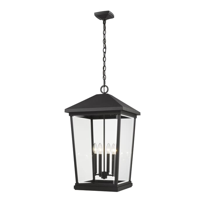 Z-Lite Beacon 4-Light Outdoor Chain Mount Ceiling Fixture Light In Black Z-Lite Beacon 4-Light Outdoor Chain Mount Ceiling Fixture Light In Black