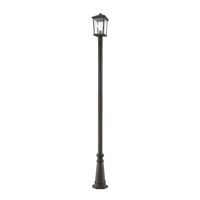 Z-Lite Beacon 2-Light Outdoor Post Mounted Fixture Light In Oil Rubbed Bronze Z-Lite Beacon 2-Light Outdoor Post Mounted Fixture Light In Oil Rubbed Bronze