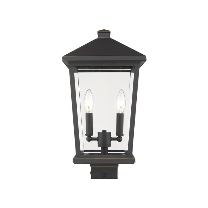 Z-Lite Beacon 2-Light Outdoor Post Mount Fixture Light In Oil Rubbed Bronze Z-Lite Beacon 2-Light Outdoor Post Mount Fixture Light In Oil Rubbed Bronze