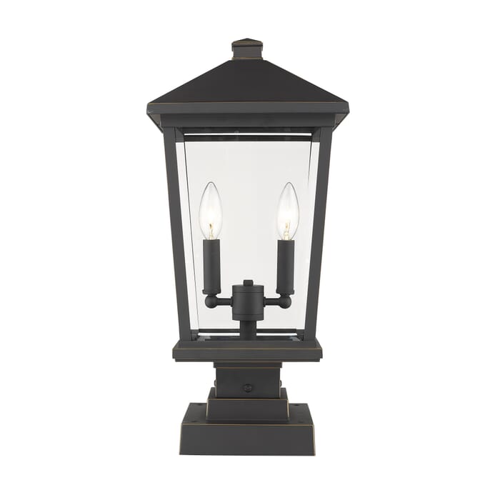 Z-Lite Beacon 2-Light Outdoor Pier Mounted Fixture Light In Oil Rubbed Bronze Z-Lite Beacon 2-Light Outdoor Pier Mounted Fixture Light In Oil Rubbed Bronze