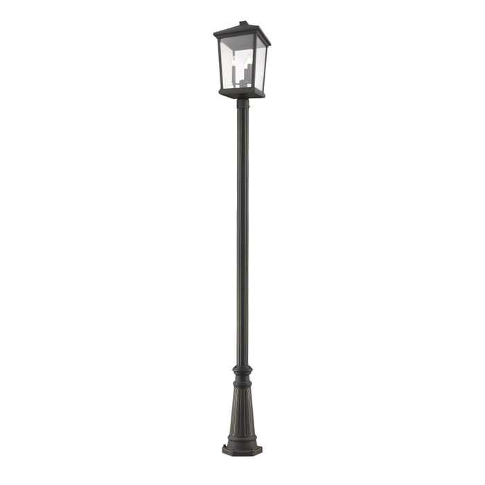 Z-Lite Beacon 3-Light Outdoor Post Mounted Fixture Light In Oil Rubbed Bronze Z-Lite Beacon 3-Light Outdoor Post Mounted Fixture Light In Oil Rubbed Bronze