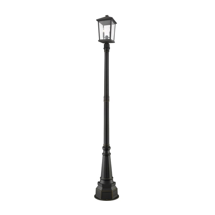 Z-Lite Beacon 3-Light Outdoor Post Mounted Fixture Light In Oil Rubbed Bronze Z-Lite Beacon 3-Light Outdoor Post Mounted Fixture Light In Oil Rubbed Bronze
