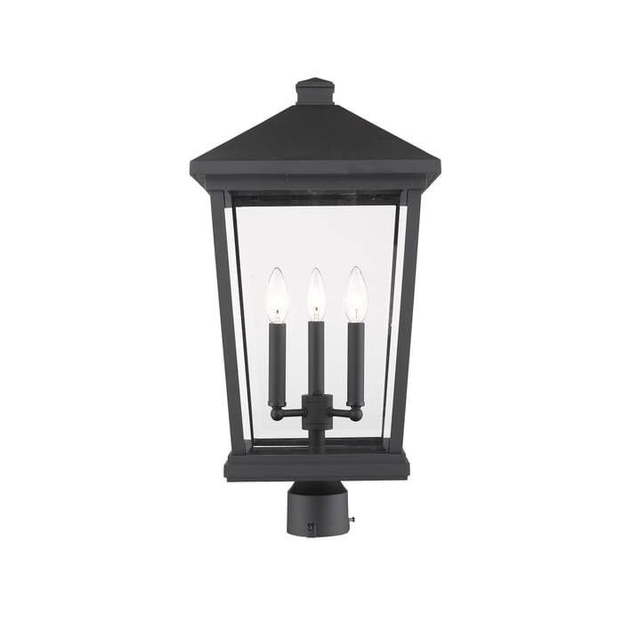 Z-Lite Beacon 3-Light Outdoor Post Mount Fixture Light In Black Z-Lite Beacon 3-Light Outdoor Post Mount Fixture Light In Black