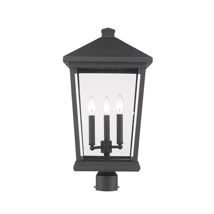 Z-Lite Beacon 3-Light Outdoor Post Mount Fixture Light In Oil Rubbed Bronze Z-Lite Beacon 3-Light Outdoor Post Mount Fixture Light In Oil Rubbed Bronze